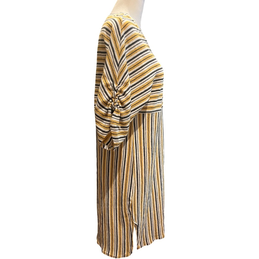 Max Studio Short Sleeve Striped Dress in Yellow and Black - Picture 3 of 6